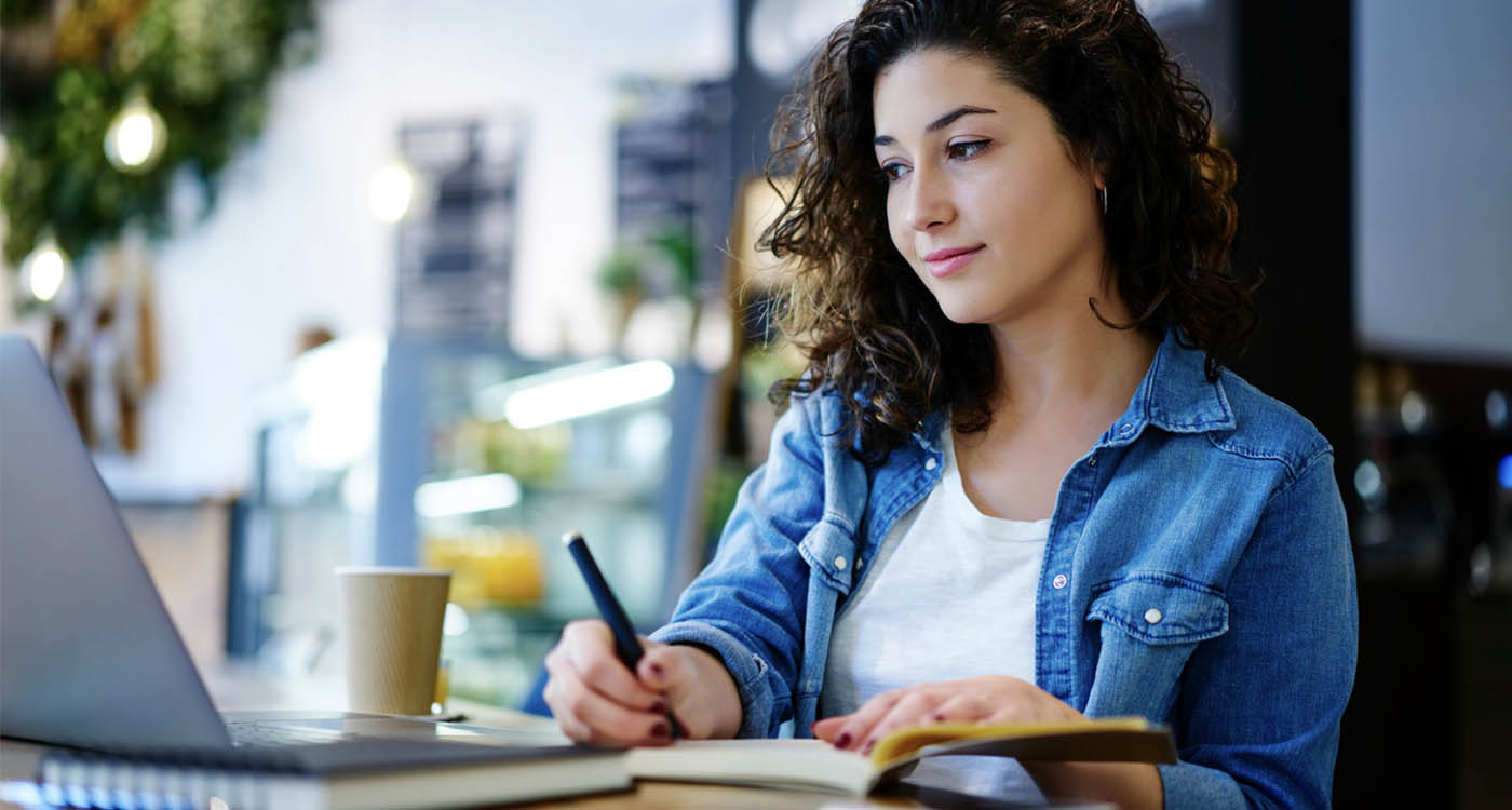 Woman attending webinar