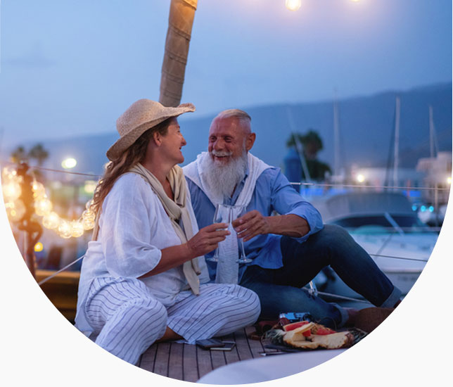 Couple smiling on boat