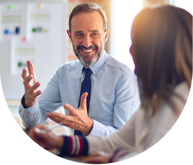 Banker talks to small business owner