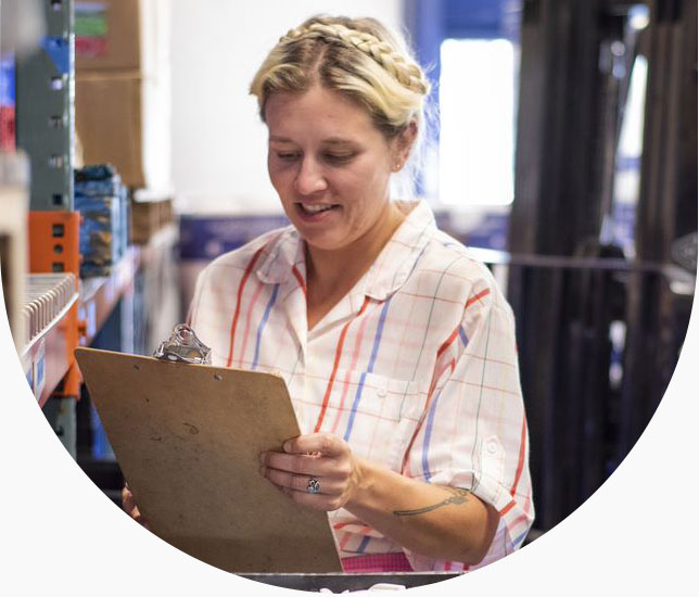 Woman in warehouse