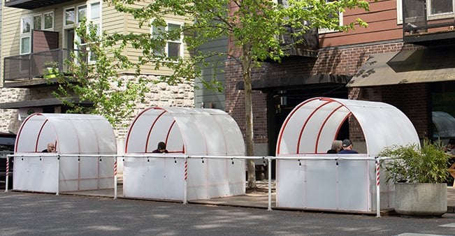 Outdoor dining pods