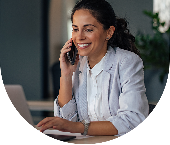 Woman working on phone