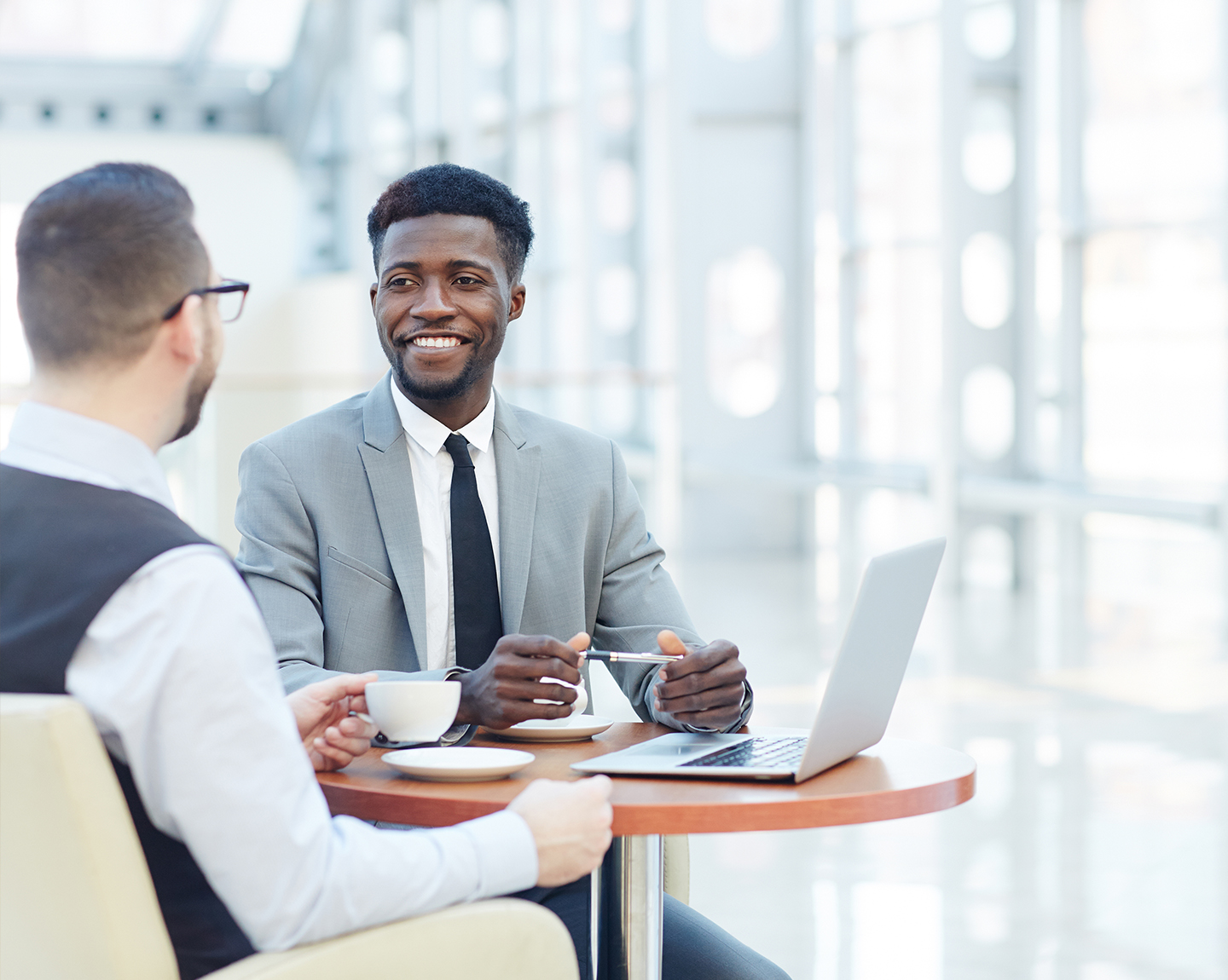 Banker is talking with a customer