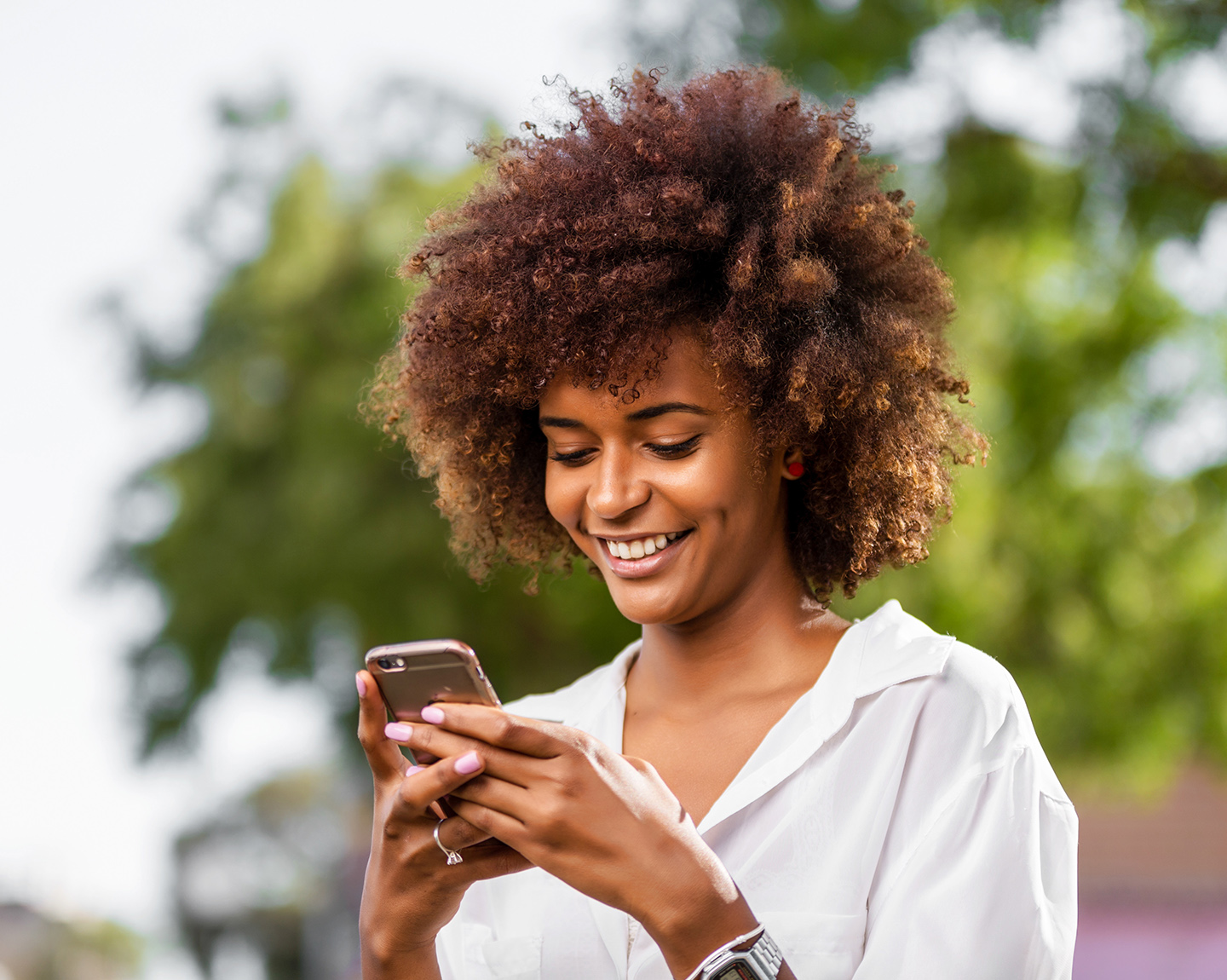 A girl looking at her phone